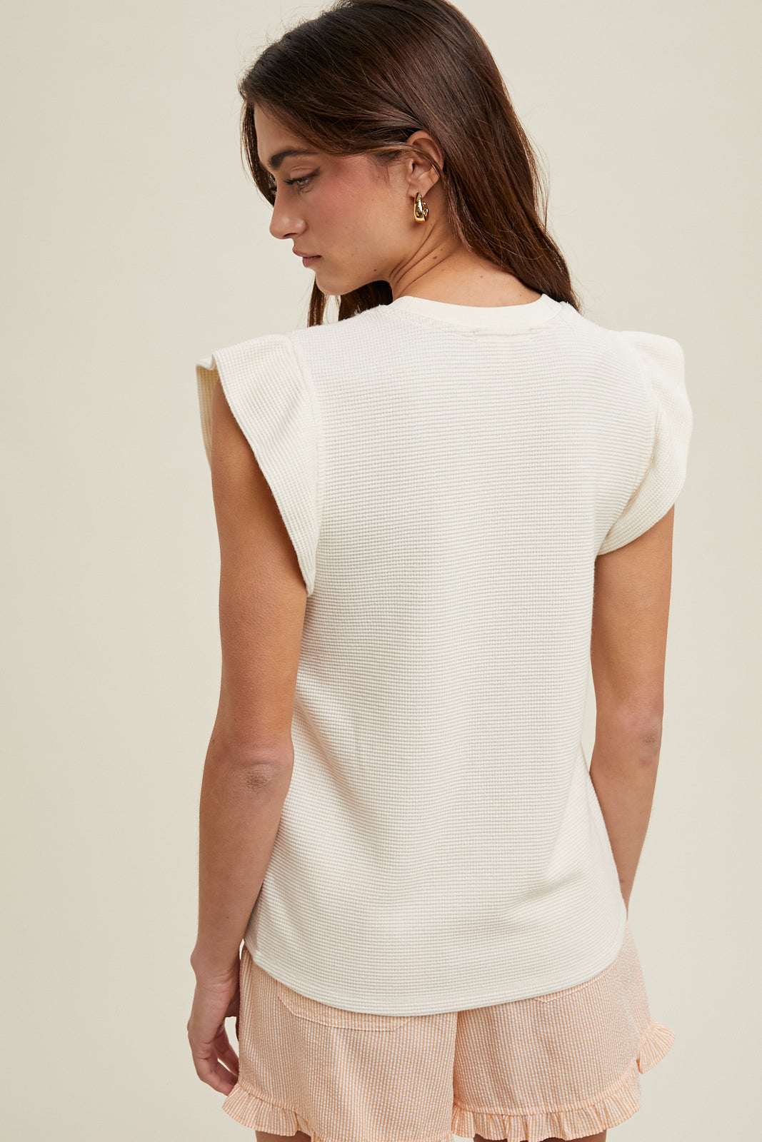 Waffle Knit Ruffle Top - Multiple Colors