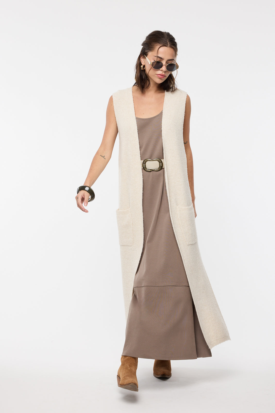 Champagne Long Sweater Vest
