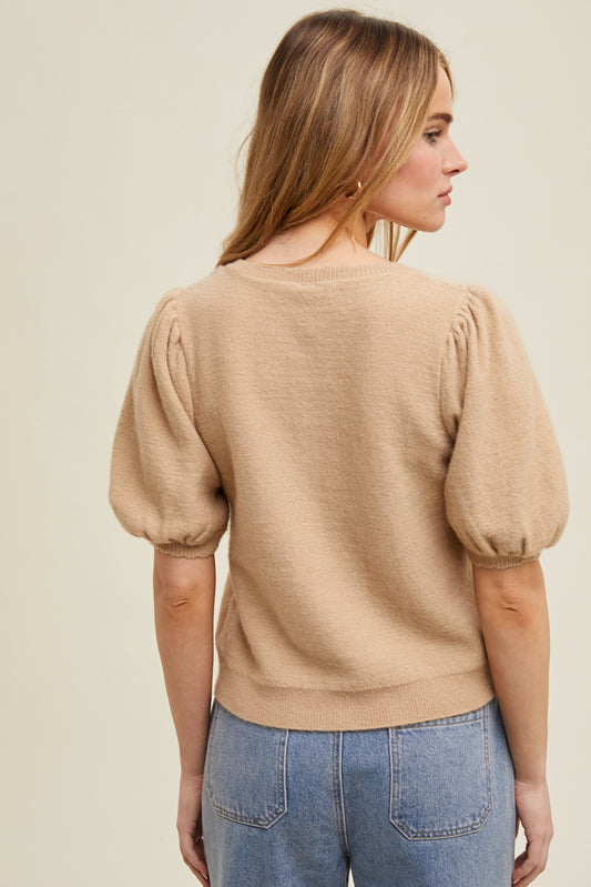 Taupe Sweater Cardigan Top