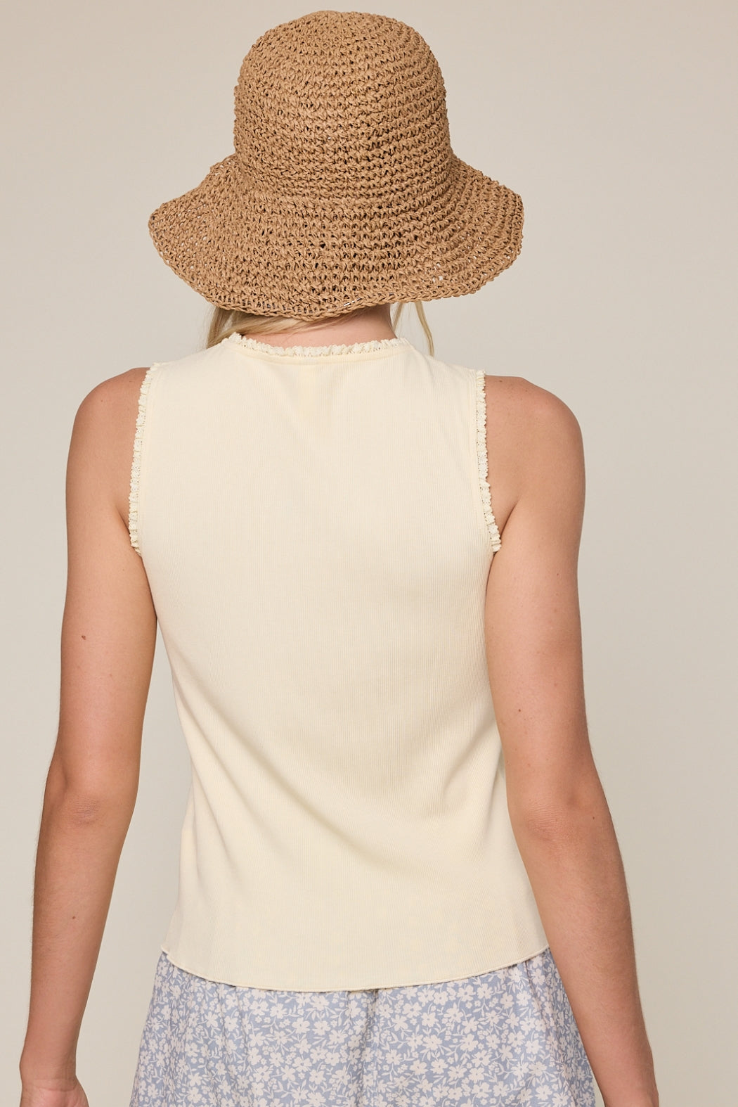 Butter Yellow Lace Trim Tank
