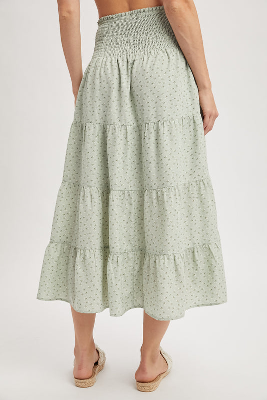 Bunny Kisses Smocked Skirt - Sage