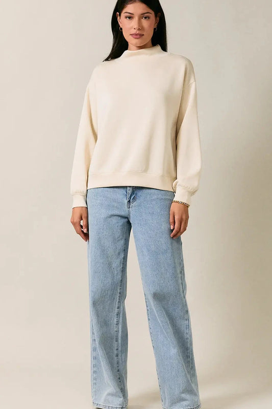Cream Mockneck Oversized Scuba Top