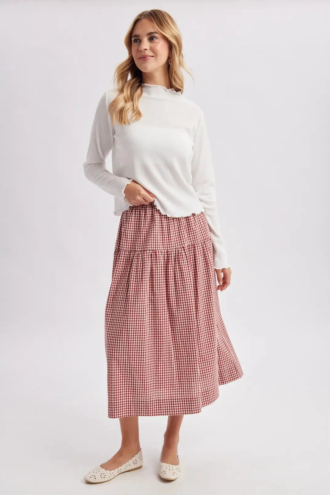 Gingham Tiered Skirt