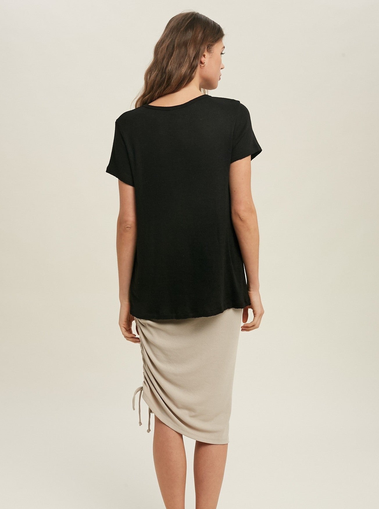 Black Ribbed Knit Top