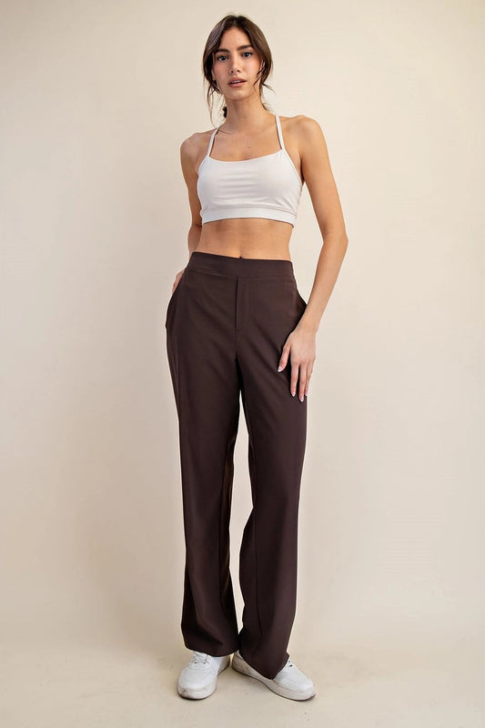 Crinkle Woven Straight Trouser