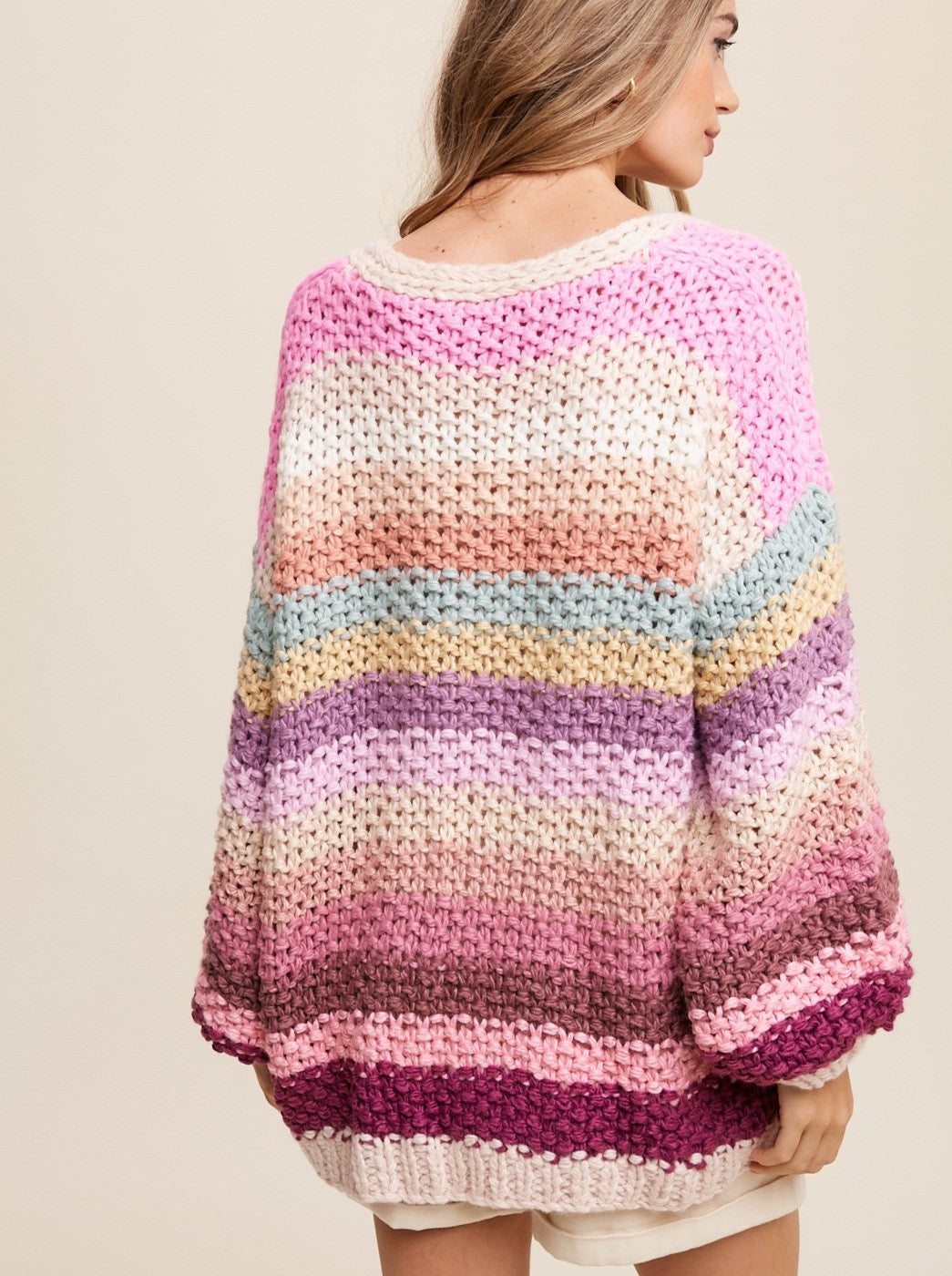 Multicolor Hand Crochet Open Cardigan