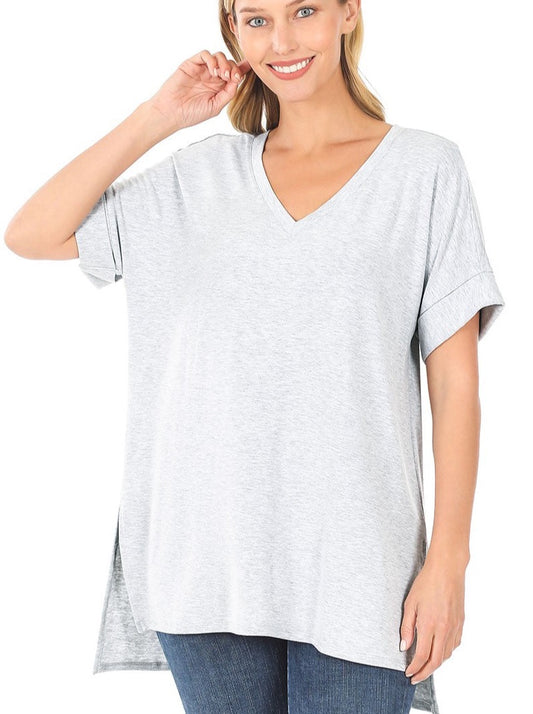 Short Sleeve Side Slit Top - Multiple Colors