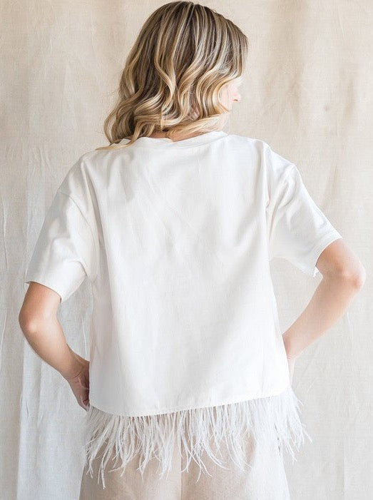 White Feather Trim Top