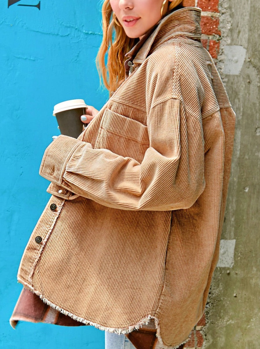 Camel Corduroy Shacket