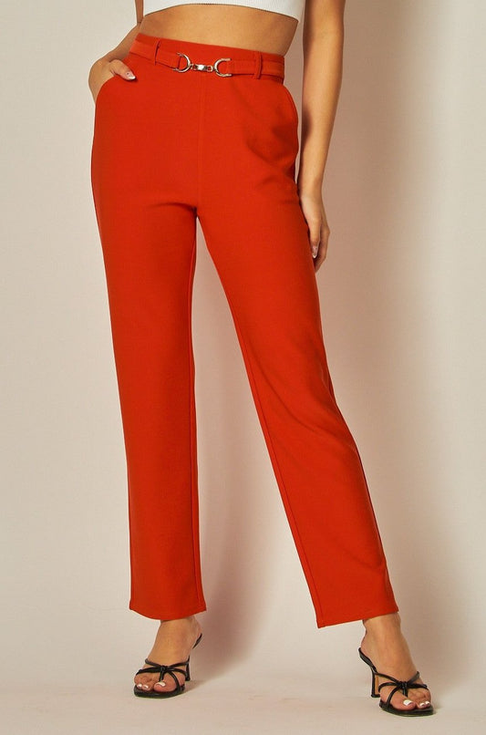 Pocket Buckle Belted Pants - Multiple Colors