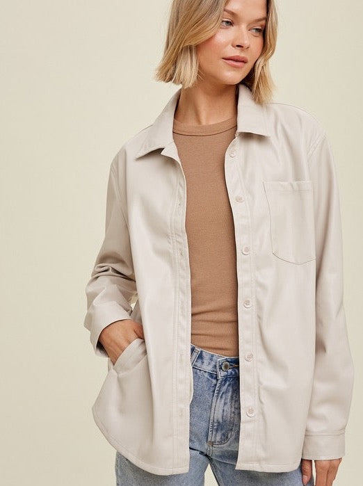 Ecru Leather Jacket