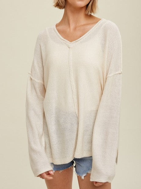 Lightweight Cream Knit Pullover