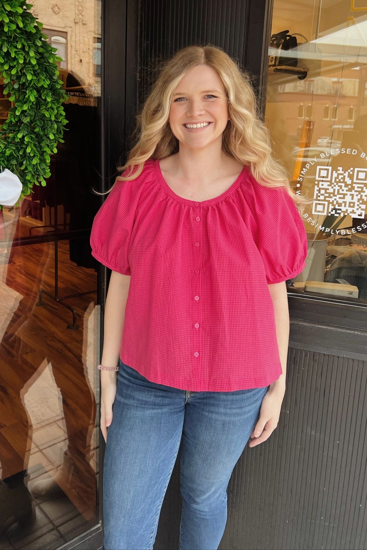 Pink Checkered Blouse