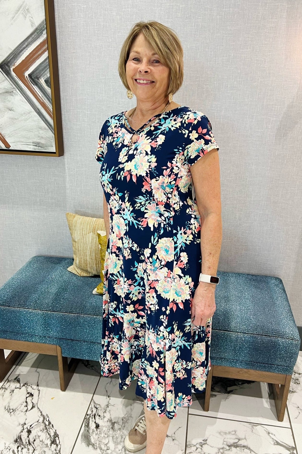 Rosetta Floral Dress - Blue