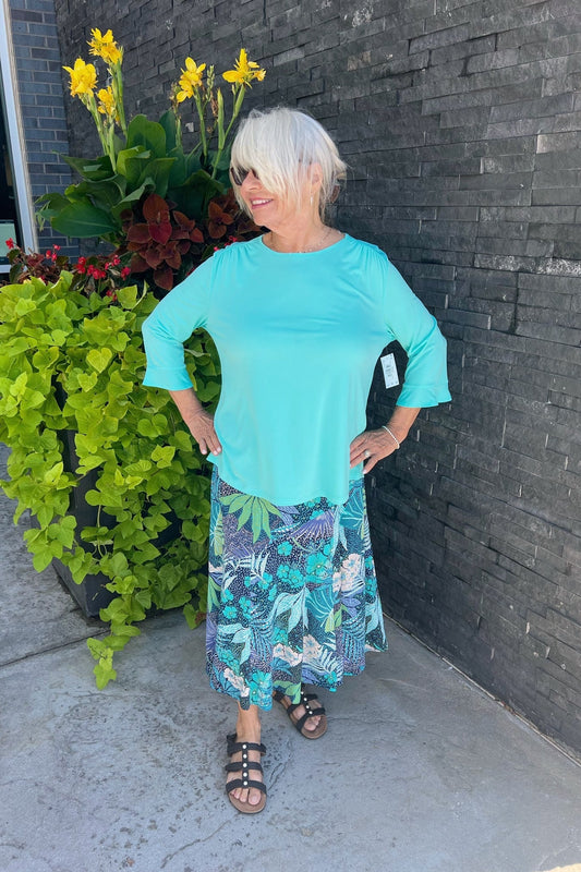 Gorgeous Print Skirt - Blue