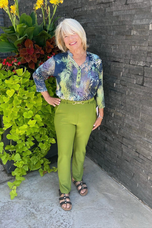 Expedition Quarter Sleeve Top - Green/Blue