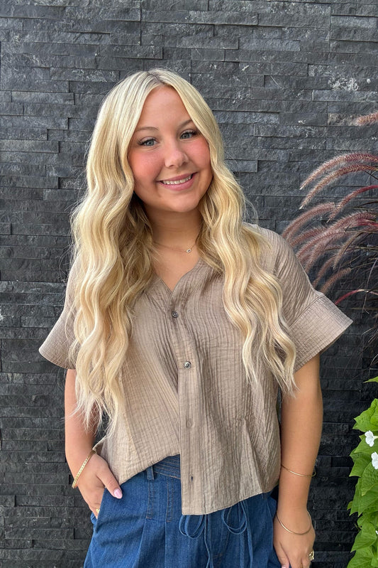 Oversized Textured Collared Shirt