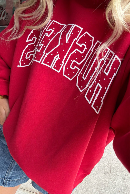 Huskers Polka Dot Mock Neck