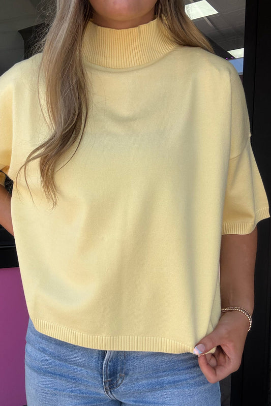 Mock Neck Short Sleeve Sweater - Daisy