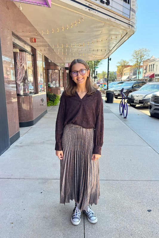 Autumn Pleated Midi Skirt