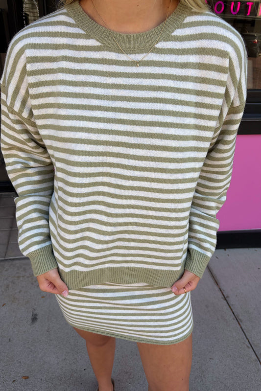 Stripped Sweater and Skirt Set