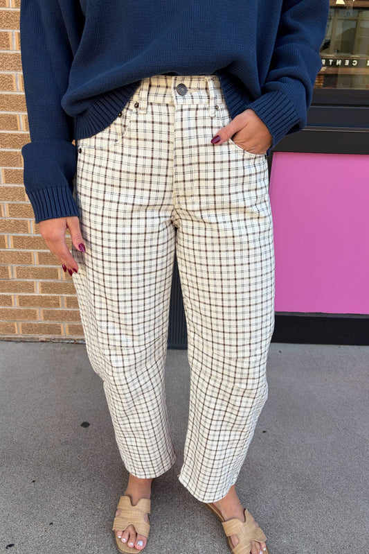 Oxford Plaid Barrel Pants
