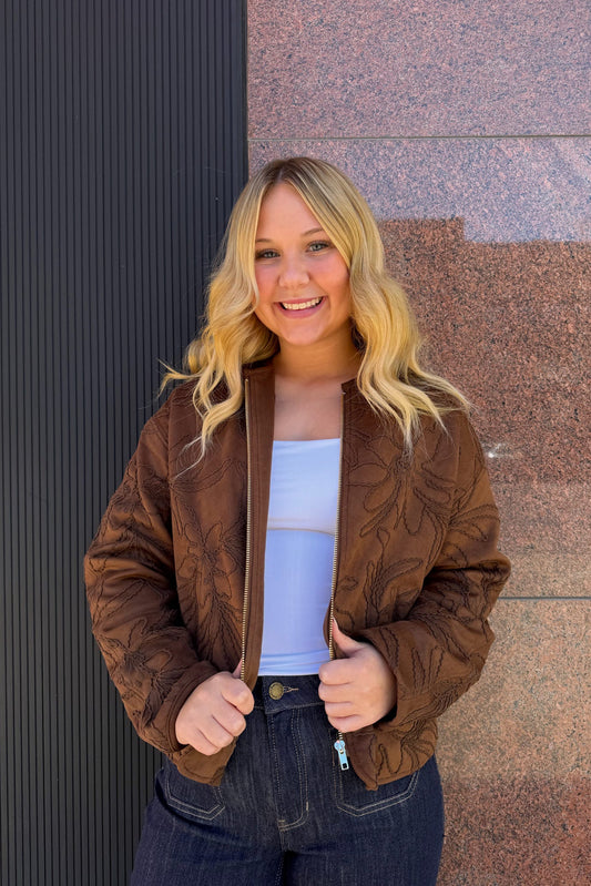 Charlie B Quilted Bomber Jacket