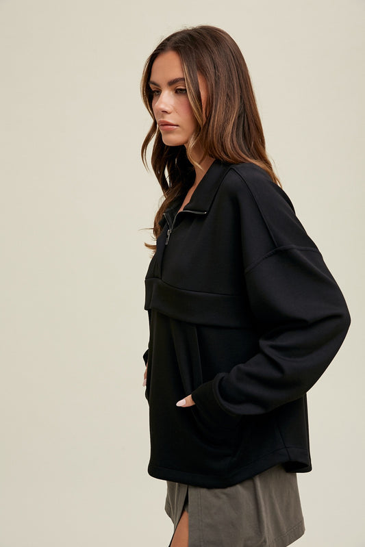 Scuba 3/4 Zip Pullover - Black