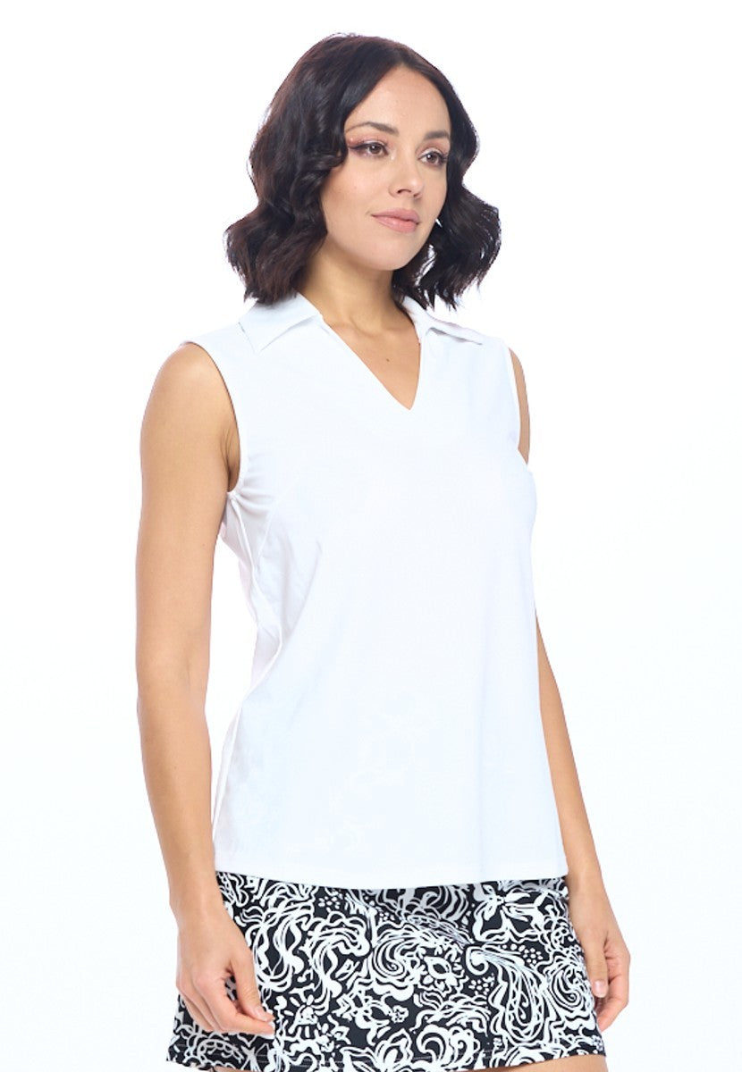 White Sleeveless Polo