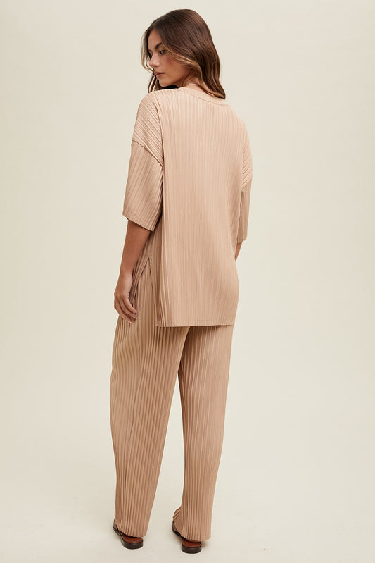 Pleated Top and Pants Set