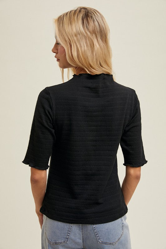 Textured Mock Neck Top