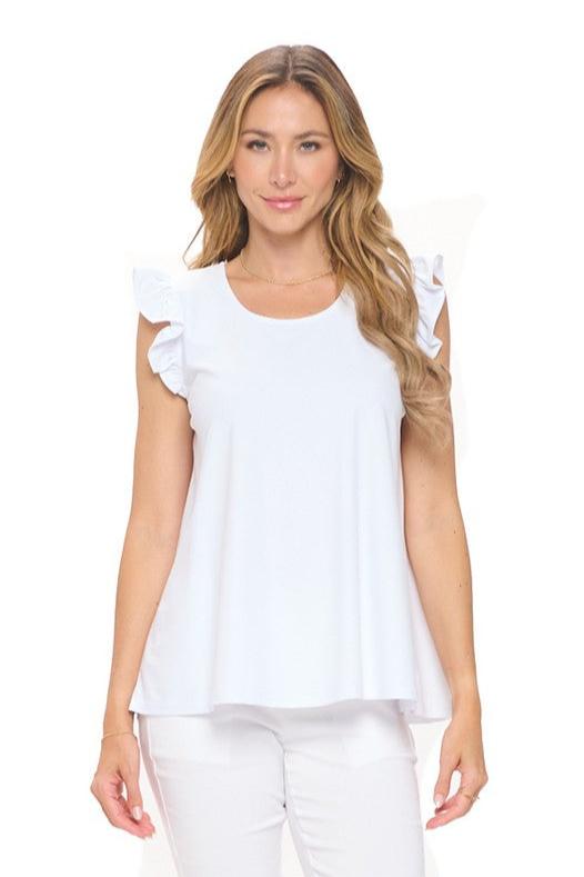 Perfect Swing Ruffle Sleeve Top - White