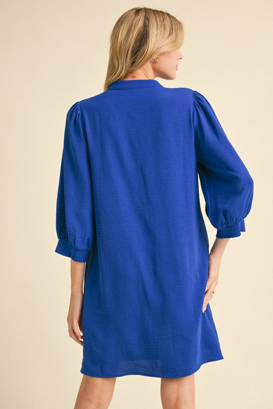 Flowy V-Neck Dress - Royal Blue