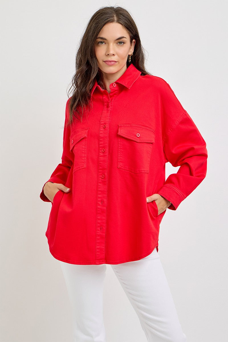Risen Scarlet Oversized Shirt Jacket