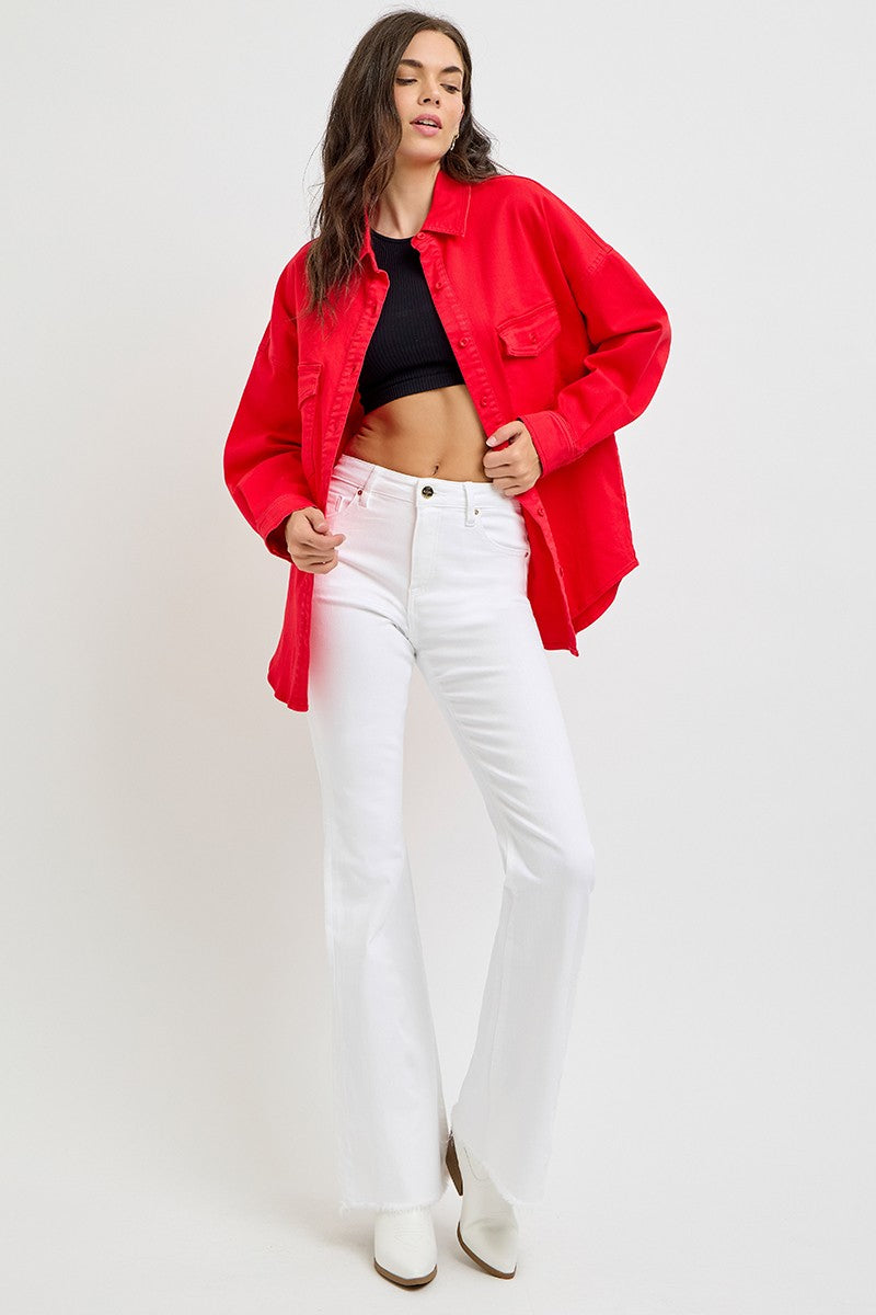 Risen Scarlet Oversized Shirt Jacket