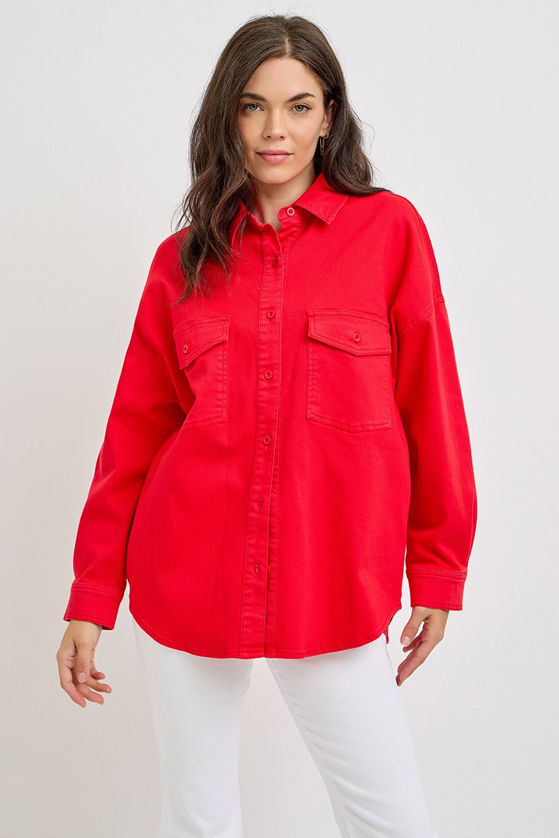 Risen Scarlet Oversized Shirt Jacket