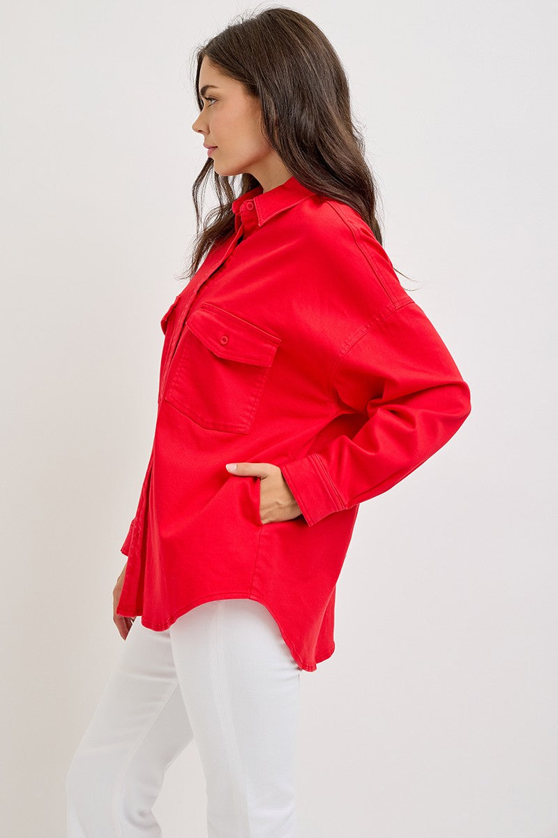 Risen Scarlet Oversized Shirt Jacket