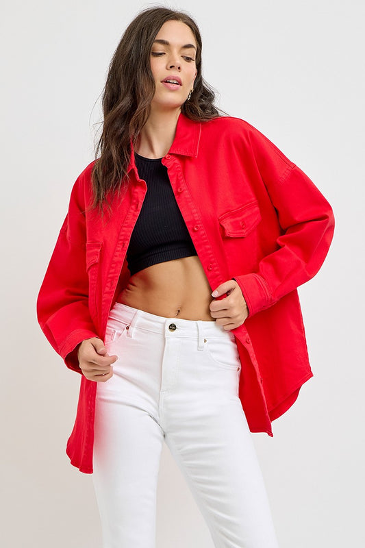 Risen Scarlet Oversized Shirt Jacket
