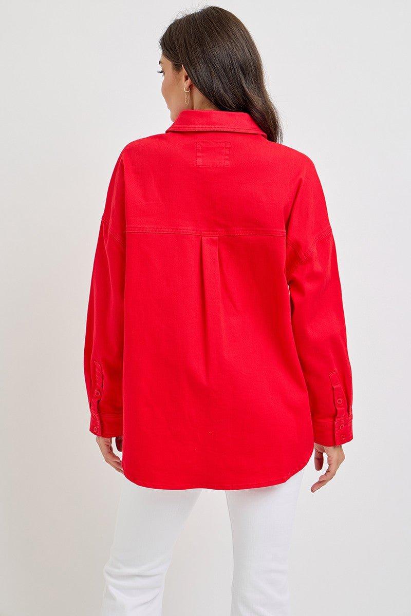 Risen Scarlet Oversized Shirt Jacket