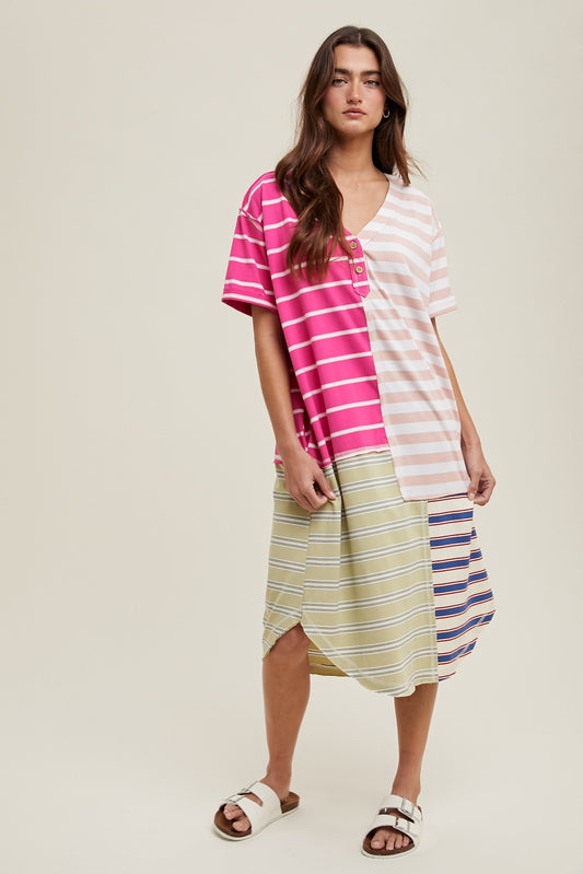 Multicolor Striped Midi Dress