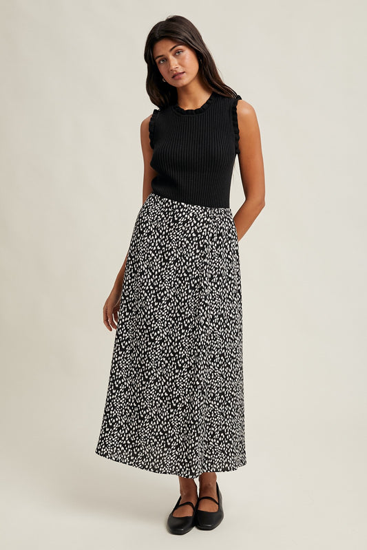 Abstract Leopard Midi Skirt