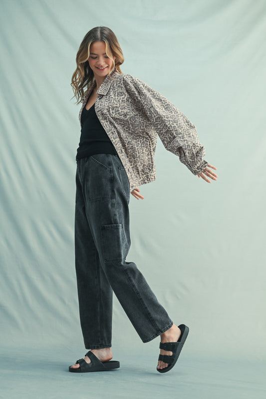 Muted Leopard Denim Jacket