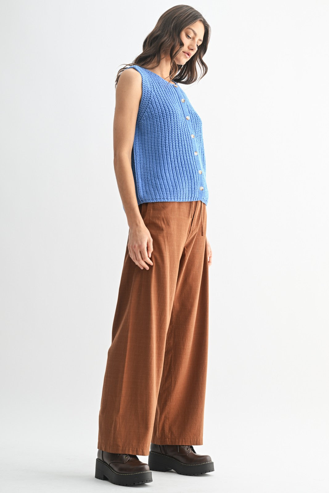 Cornflower Blue Textured Sweater Vest