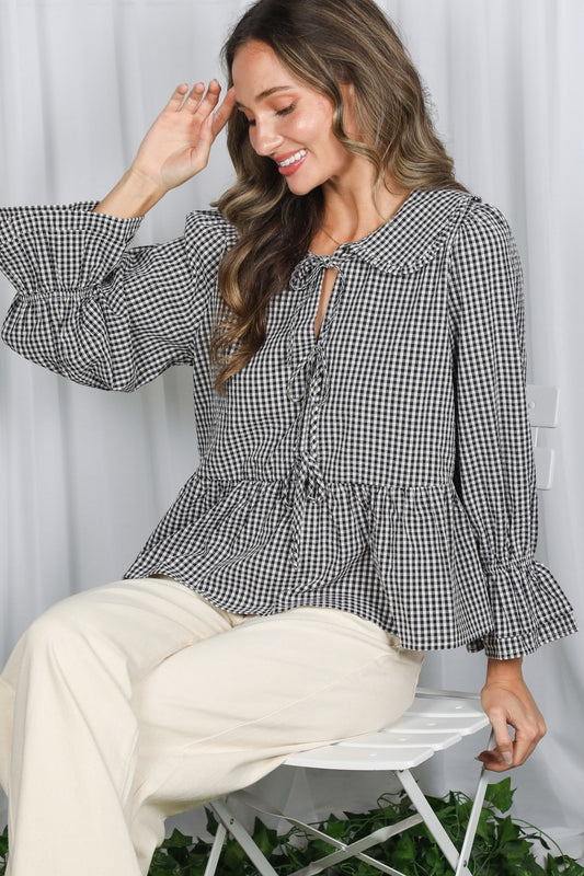 Hot Cocoa Gingham Top