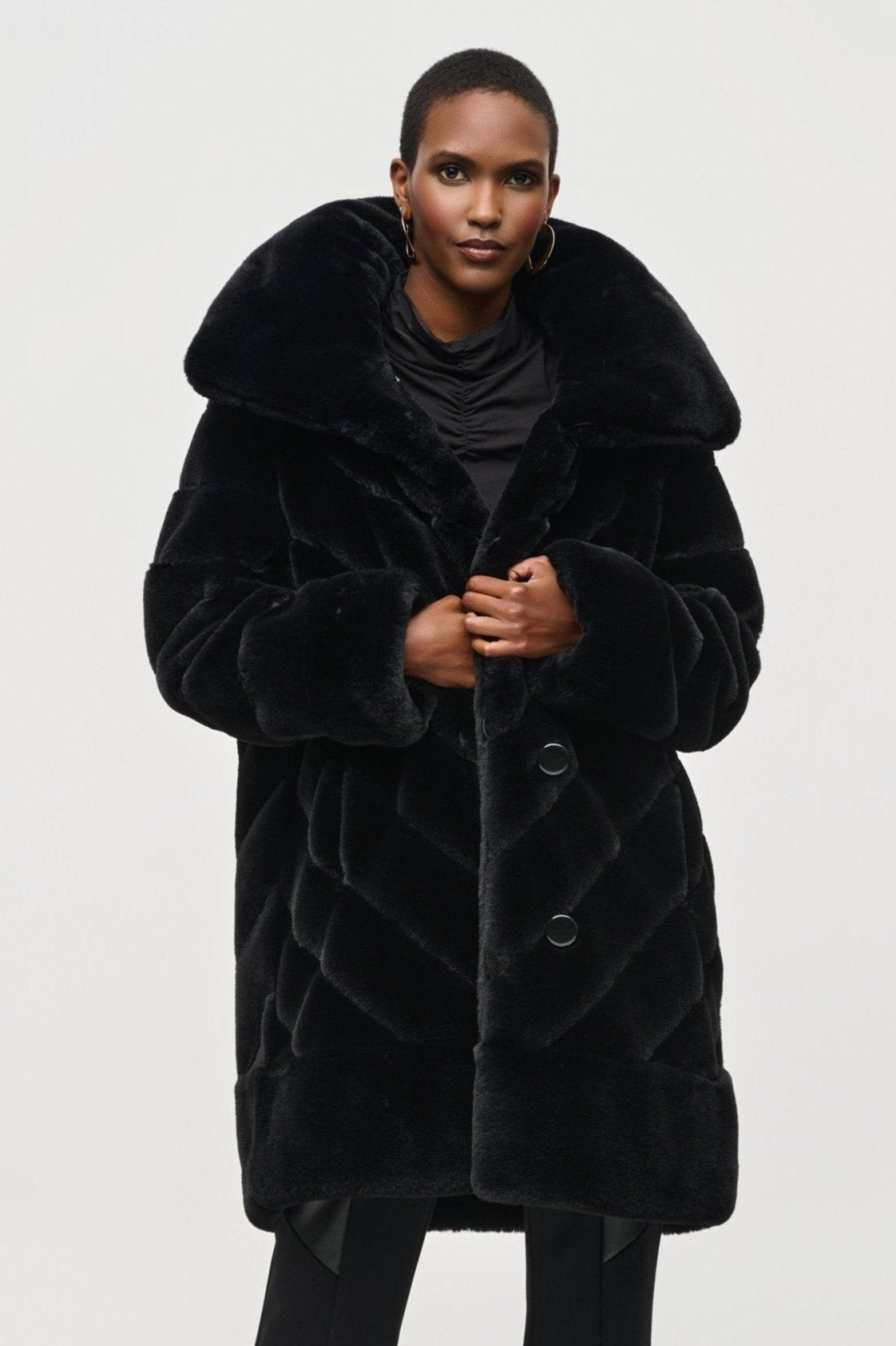 Joseph Ribkoff Black Reversible Fur Coat
