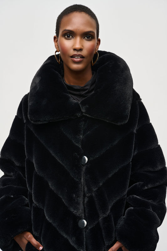 Joseph Ribkoff Black Reversible Fur Coat