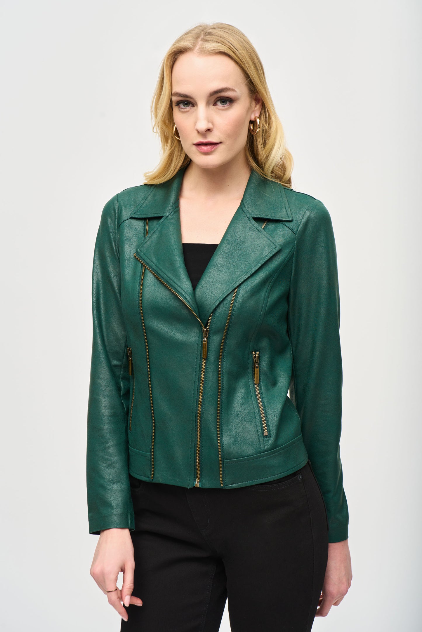 Joseph Ribkoff Foiled Knit Moto Jacket