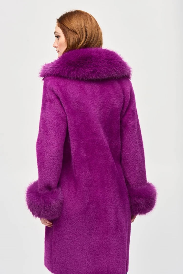 Joseph Ribkoff Empress Feather Yarn Faux Fur Coat
