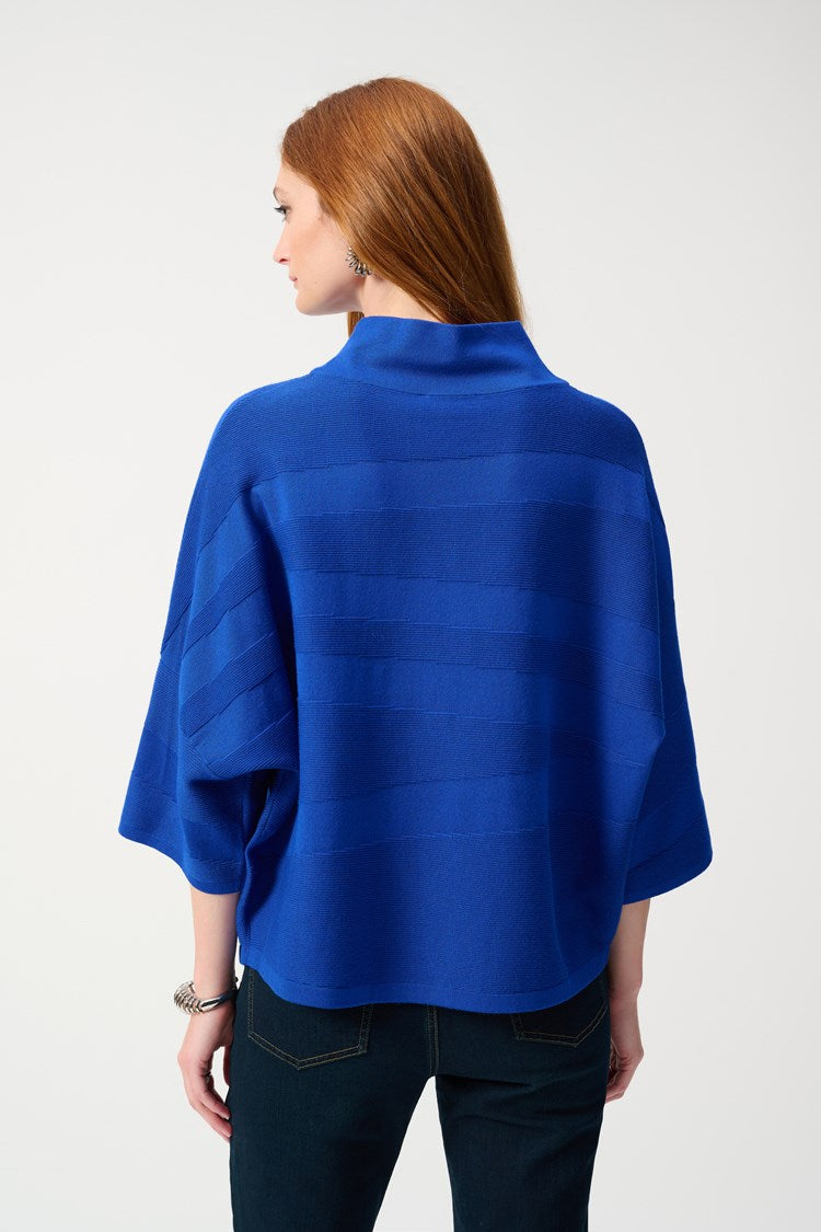 Joseph Ribkoff Sweater Knit Mock Neck Boxy Top - Royal Blue