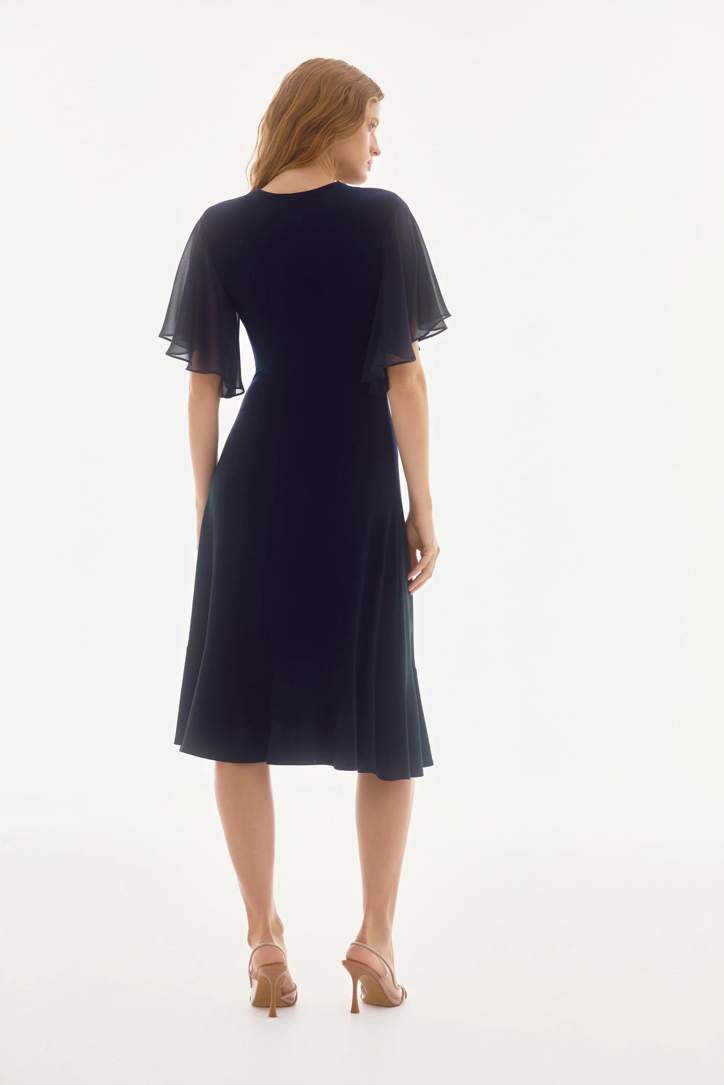 Joseph Ribkoff Navy Chiffon Flowy Wrap Dress